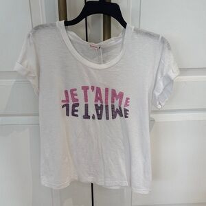 BRAND NEW WITH TAG Sundry Je T'aime Rolled Sleeve Tee in
Pink and Purple Graphic